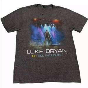 Luke Bryan Shirt Men M Gray Crew Neck Band Kill The Lights Concert T-Shirt